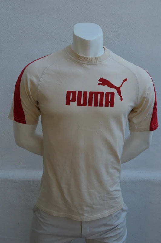 Puma Vintage Raglan T-Shirt in Creme/Rot – Gr. S