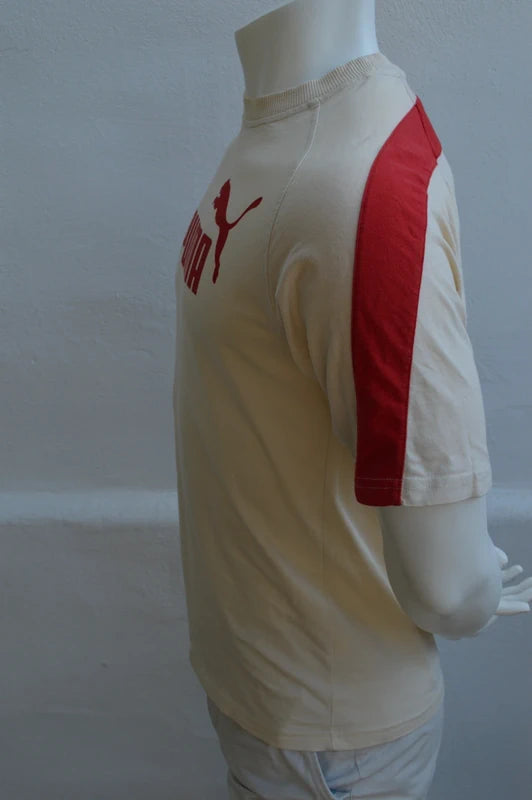 Puma Vintage Raglan T-Shirt in Creme/Rot – Gr. S