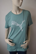 Puma – Damen Graphic T-Shirt mit Cat-Logo in Petrol / Salbeigrün – Gr. XL
