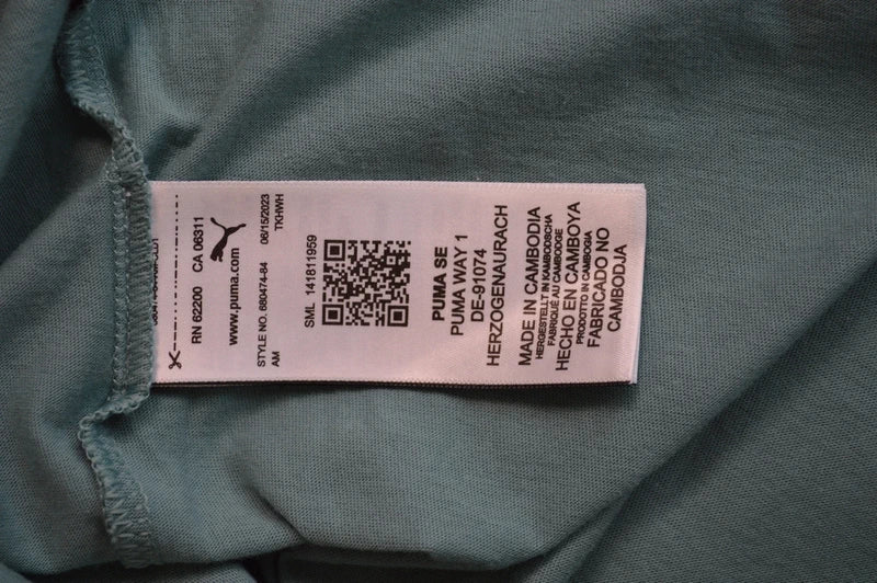 Puma – Damen Graphic T-Shirt mit Cat-Logo in Petrol / Salbeigrün – Gr. XL
