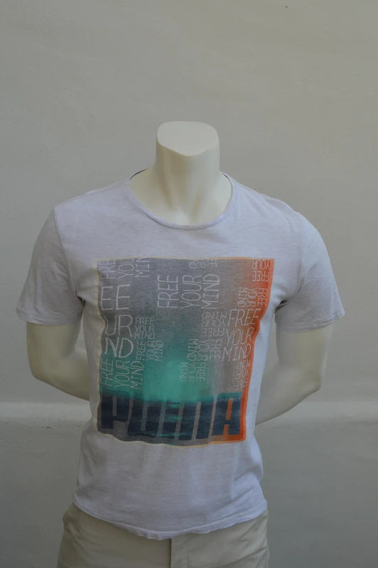 Puma „Free Your Mind“ Grafik-T-Shirt – Grau-Melange – Gr. M (Sehr gut)