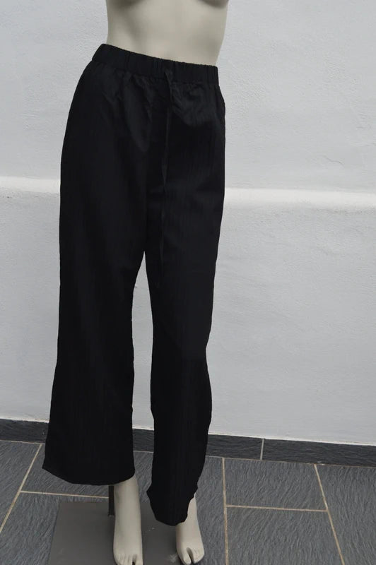 SHEIN – Damen Wide Leg Plissée-Hose in Schwarz mit Tunnelzug – Gr. S (Hervorragender Zustand)