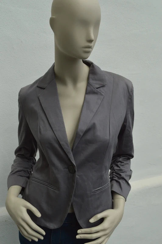 Seven Sisters „Lace“ Jersey-Blazer mit Spitze – Grau – Gr. M (Guter Zustand)