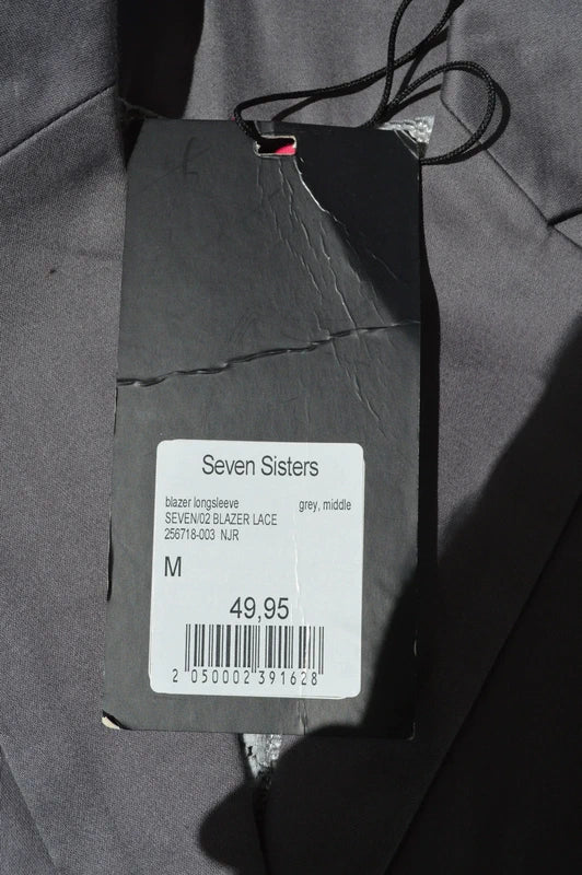 Seven Sisters „Lace“ Jersey-Blazer mit Spitze – Grau – Gr. M (Guter Zustand)