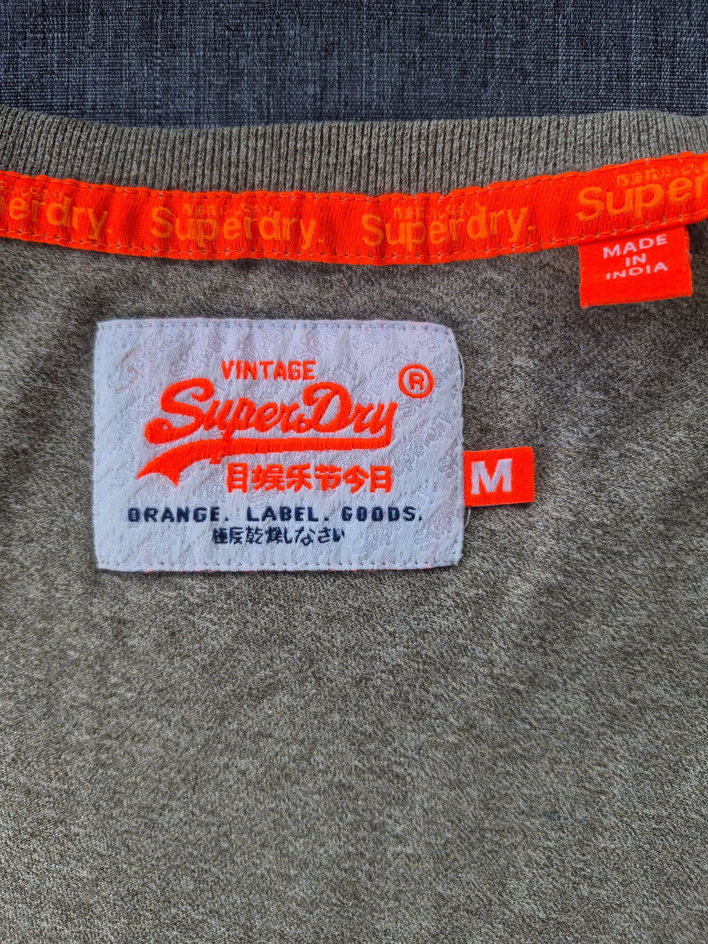 Superdry Orange Label Classic T-Shirt – Khaki Meliert – Größe M