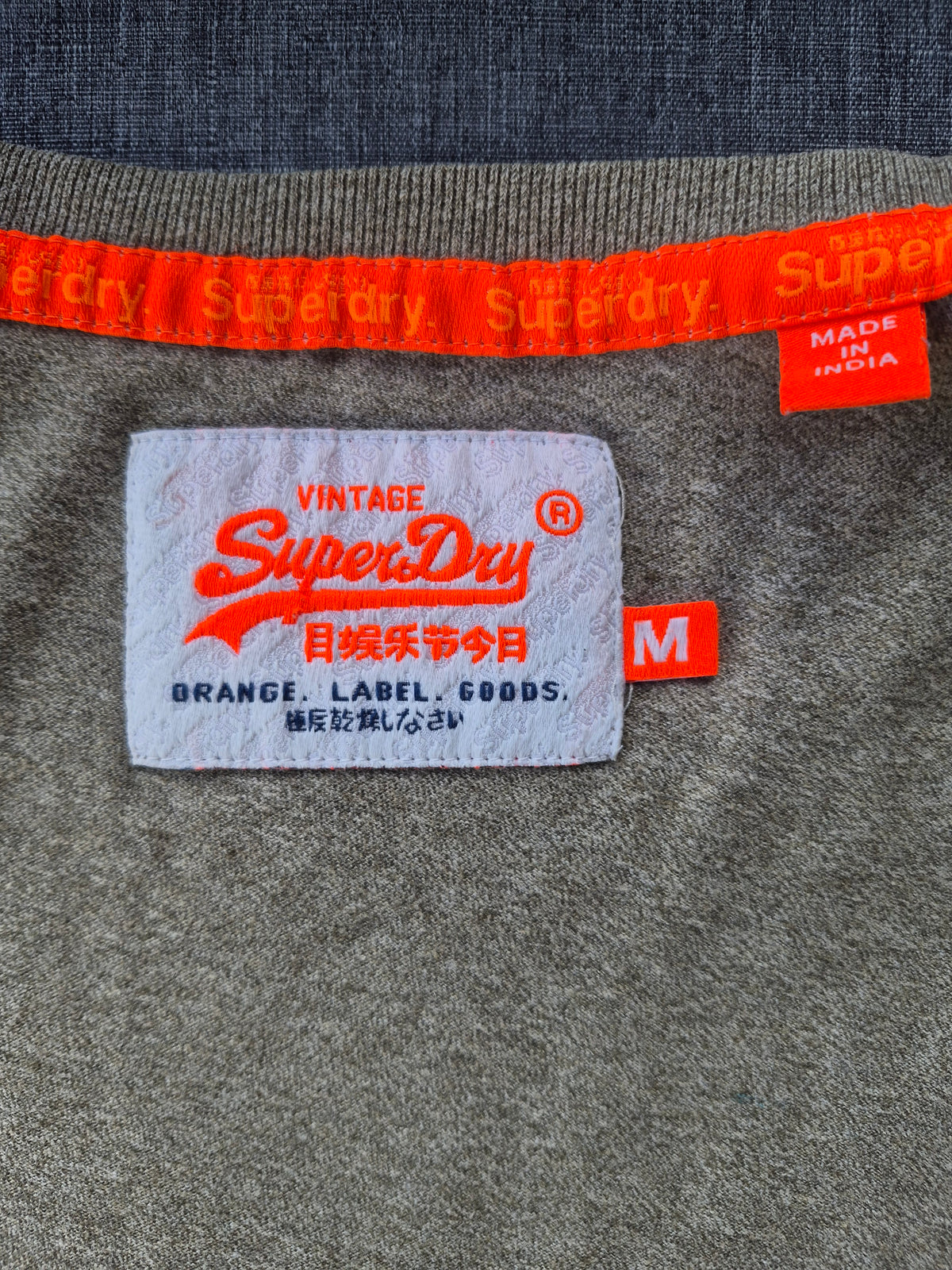 Superdry Orange Label Classic T-Shirt – Khaki Meliert – Größe M