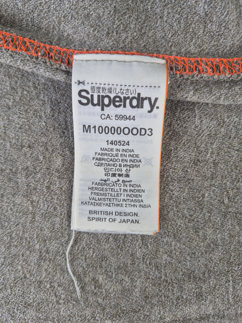Superdry Orange Label Classic T-Shirt – Khaki Meliert – Größe M