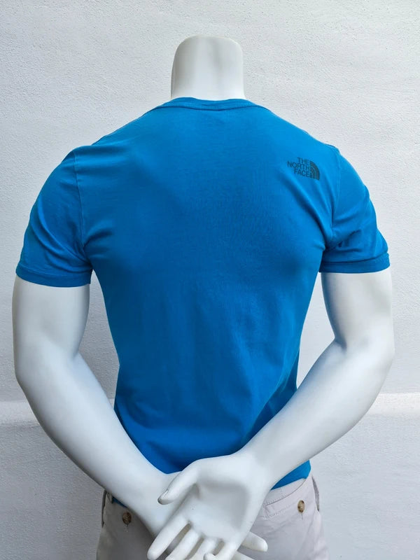 The North Face Herren T-Shirt „Never Stop Exploring“ – Blau – Gr. S (Guter Zustand mit kl. Makel)