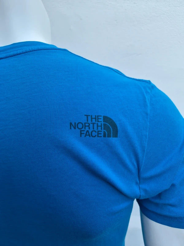 The North Face Herren T-Shirt „Never Stop Exploring“ – Blau – Gr. S (Guter Zustand mit kl. Makel)