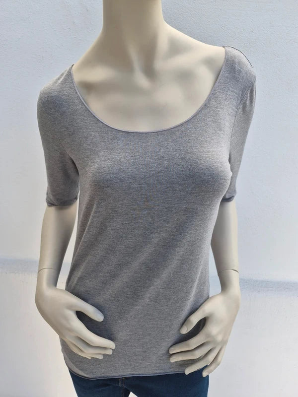 Tommy Hilfiger Damen 1/2-Arm Jersey-Top in Grau-Meliert – Gr. S
