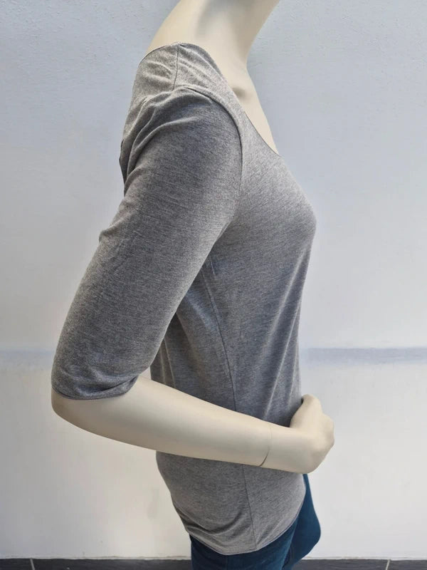 Tommy Hilfiger Damen 1/2-Arm Jersey-Top in Grau-Meliert – Gr. S