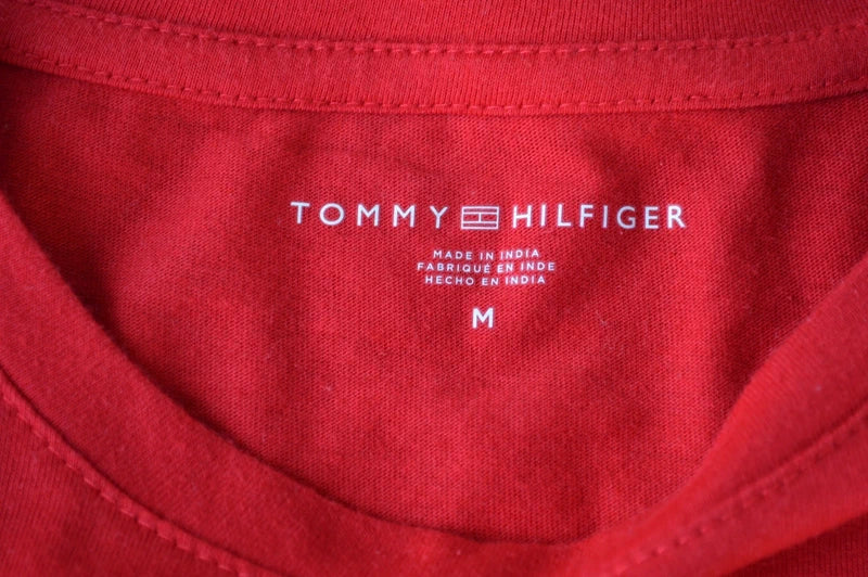 Tommy Hilfiger Damen Logo-Tape T-Shirt in Rot/Weiß – Gr. M