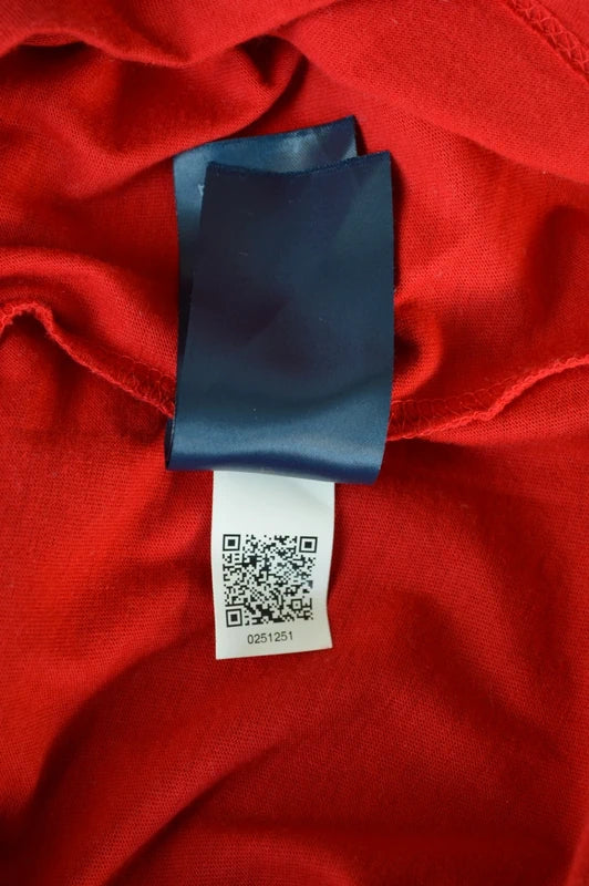 Tommy Hilfiger Damen Logo-Tape T-Shirt in Rot/Weiß – Gr. M