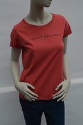 Tommy Hilfiger Damen Logo T-Shirt in Lachsrot/Koralle – Gr. M