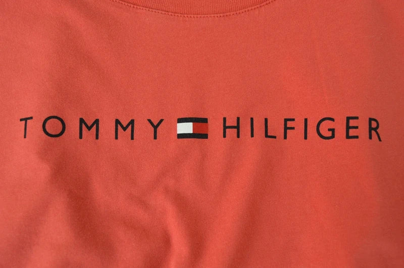 Tommy Hilfiger Damen Logo T-Shirt in Lachsrot/Koralle – Gr. M
