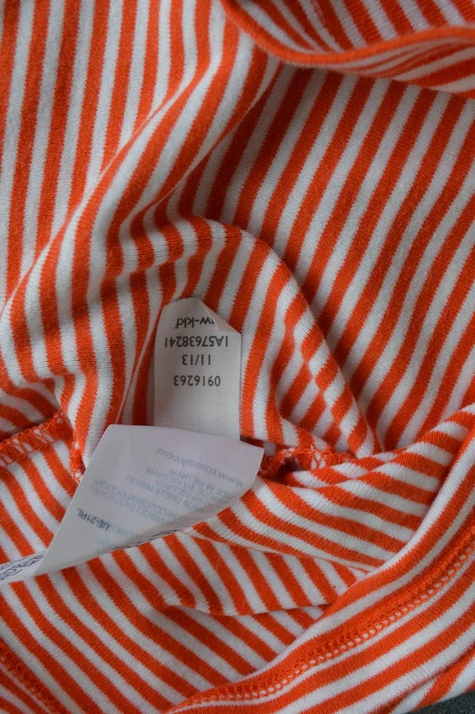 Tommy Hilfiger Damen V-Neck Streifen T-Shirt in Orange/Weiß – Gr. S