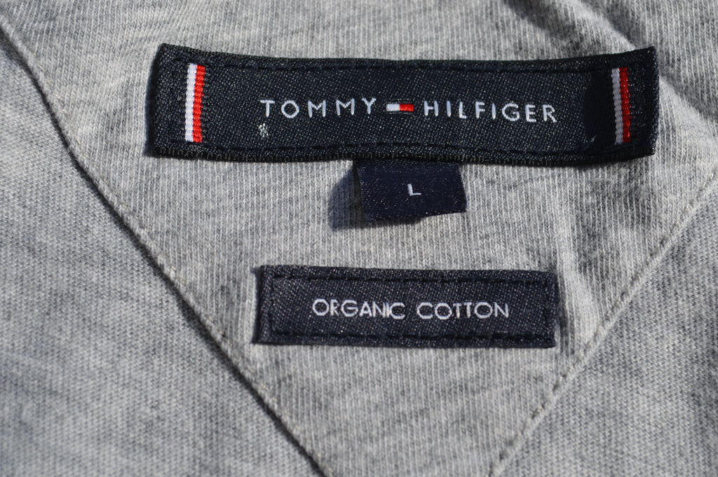 Tommy Hilfiger Herren Organic Cotton Flag Logo T-Shirt in Grau-Meliert – Gr. L
