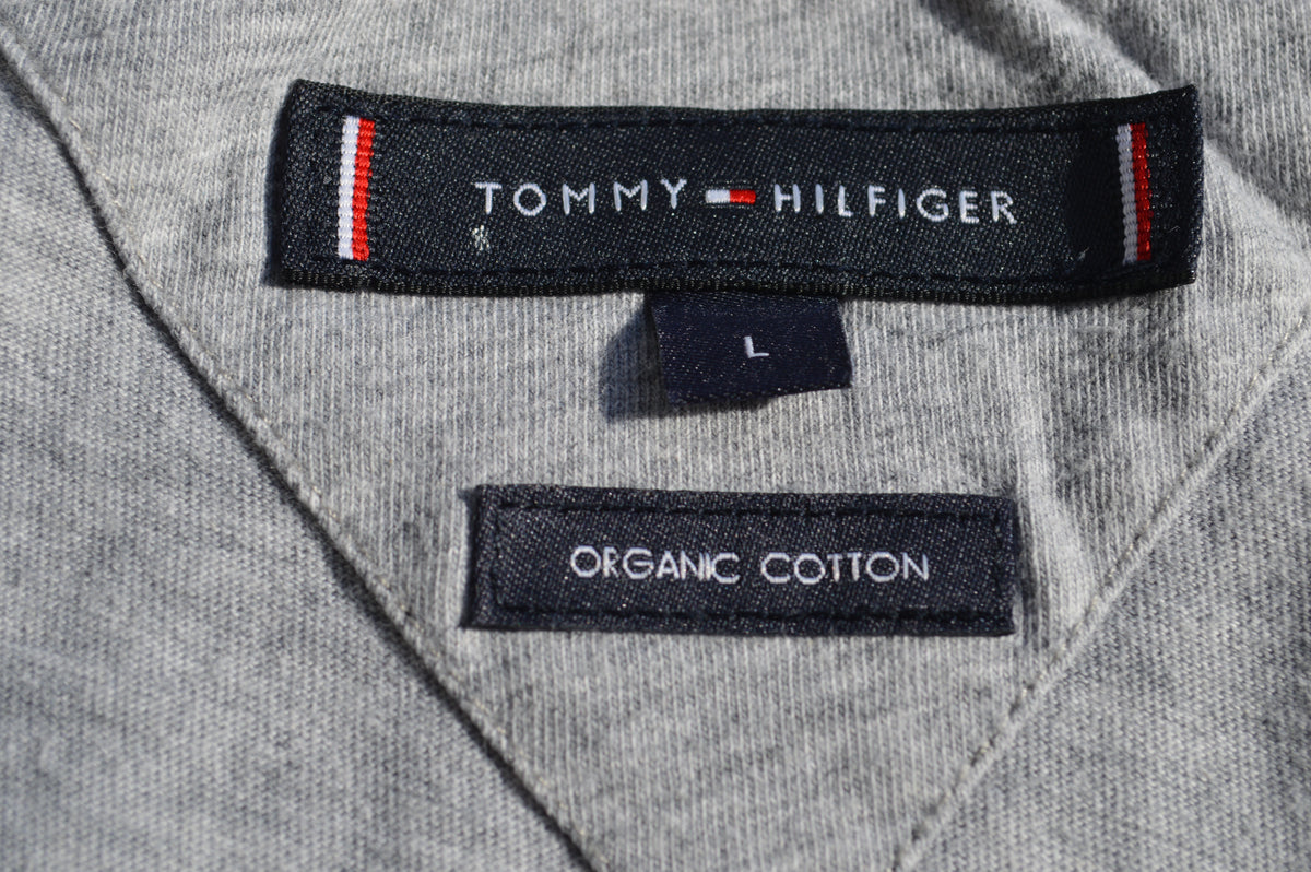 Tommy Hilfiger Herren Organic Cotton Flag Logo T-Shirt in Grau-Meliert – Gr. L