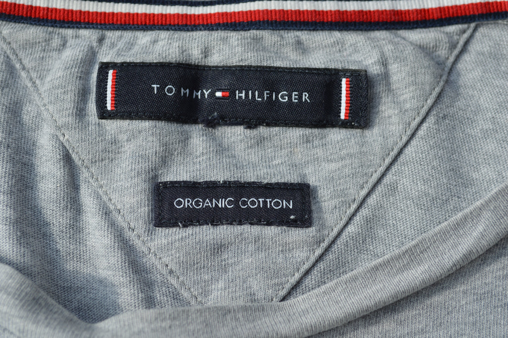 Tommy Hilfiger Herren T-Shirt Grau Meliert mit Est. 1985 Brust-Stick – Größe M (Organic Cotton)