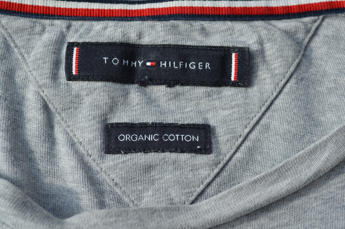 Tommy Hilfiger Herren T-Shirt Grau Meliert mit Est. 1985 Brust-Stick – Größe M (Organic Cotton)