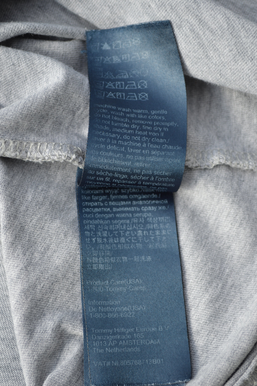 Tommy Hilfiger Herren T-Shirt Grau Meliert mit Est. 1985 Brust-Stick – Größe M (Organic Cotton)