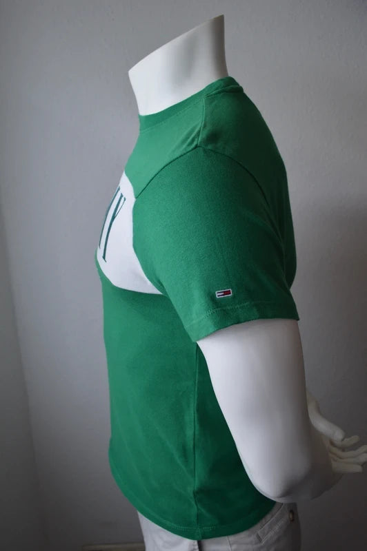 Tommy Jeans Color-Block Logo T-Shirt – Kelly-Grün/Weiß – Gr. XS (Guter Zustand)