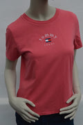 Tommy Jeans Damen Logo-Stick T-Shirt in LachsrotKoralle – Gr. M