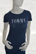Tommy Jeans Damen Logo T-Shirt – Dunkelblau mit Graphic-Print – Gr. S