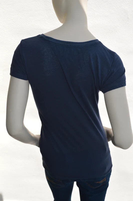 Tommy Jeans Damen Logo T-Shirt – Dunkelblau mit Graphic-Print – Gr. S