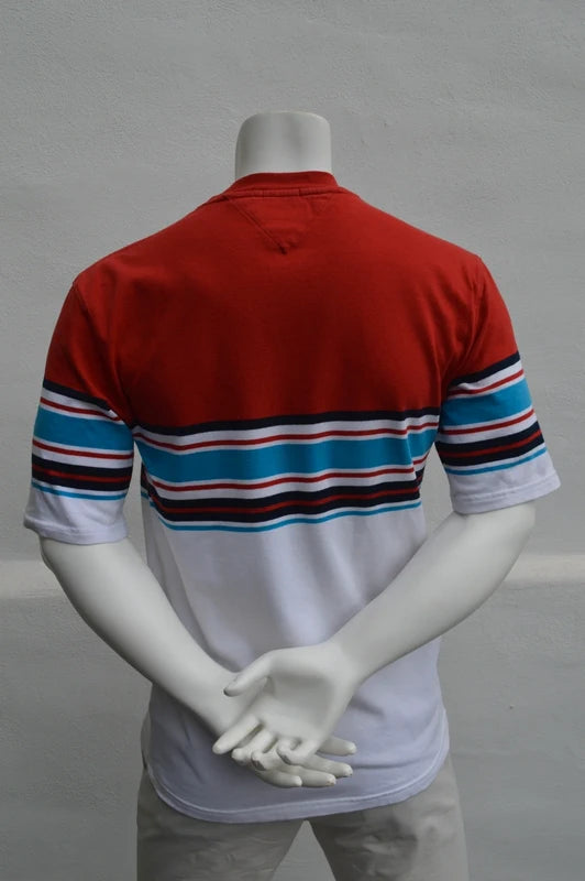 Tommy Jeans Herren Oversized Colorblock T-Shirt in Rot/Weiß – Gr. XS (fällt aus wie S-M)