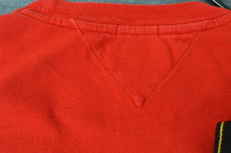 Tommy Jeans Herren Oversized Colorblock T-Shirt in Rot/Weiß – Gr. XS (fällt aus wie S-M)