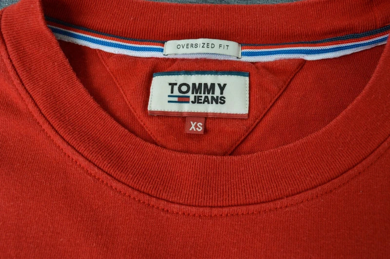 Tommy Jeans Herren Oversized Colorblock T-Shirt in Rot/Weiß – Gr. XS (fällt aus wie S-M)