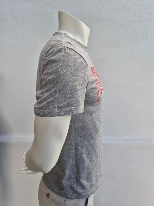 Tommy Jeans Herren/Unisex College Logo T-Shirt in Grau/Rot – Gr. XS