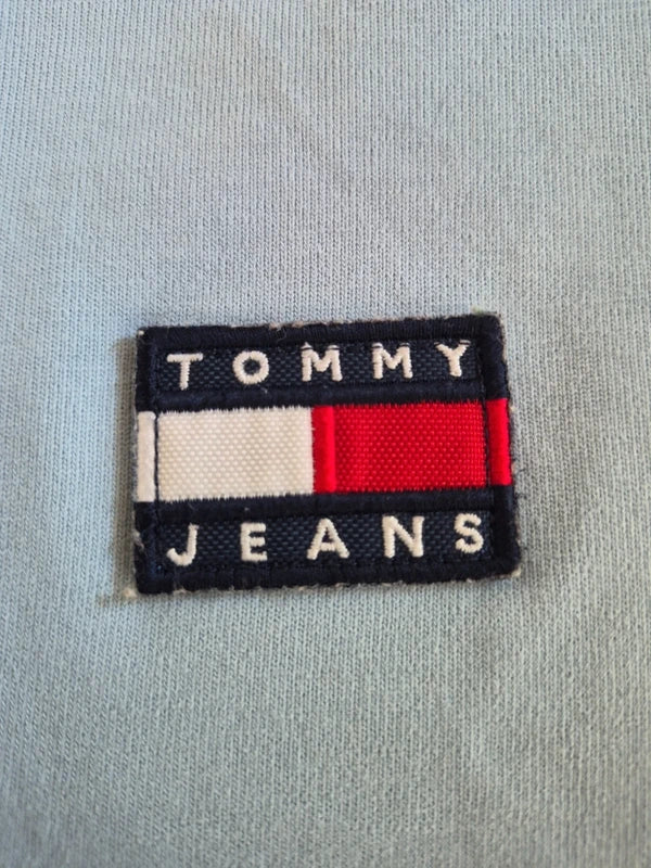 Tommy Jeans – Damen Crop Mock-Neck Langarmshirt in Pastellblau – Gr. S