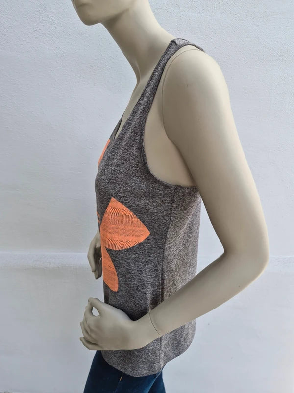 Under Armour Damen HeatGear Loose Racerback Tank Top in GrauOrange – Gr. S