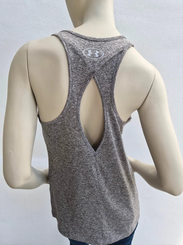 Under Armour Damen HeatGear Loose Racerback Tank Top in GrauOrange – Gr. S