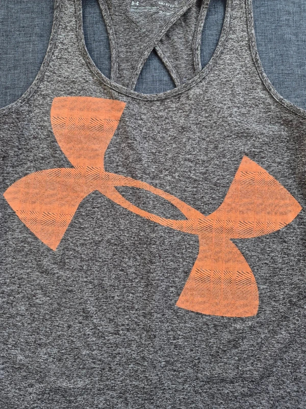 Under Armour Damen HeatGear Loose Racerback Tank Top in GrauOrange – Gr. S