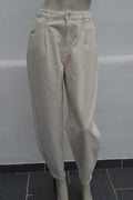 Vero Moda Damen High-Waist Bundfalten-Jeans in Creme  Off-White – Gr. M