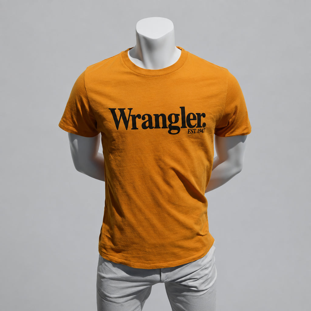 Wrangler Logo T-Shirt mit "EST.1947" Frontprint in Senfgelb – Gr. M