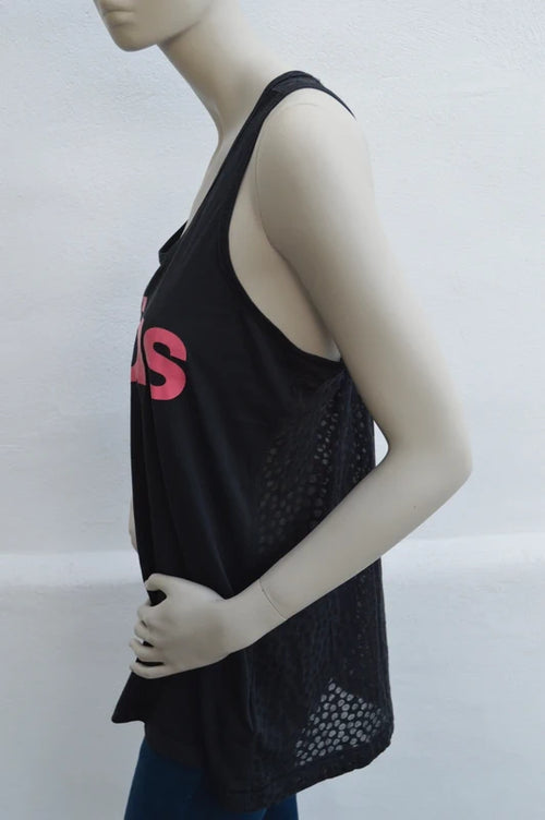 adidas Climalite Damen Tank Top in Schwarz mit Pink-Logo – Gr. XL
