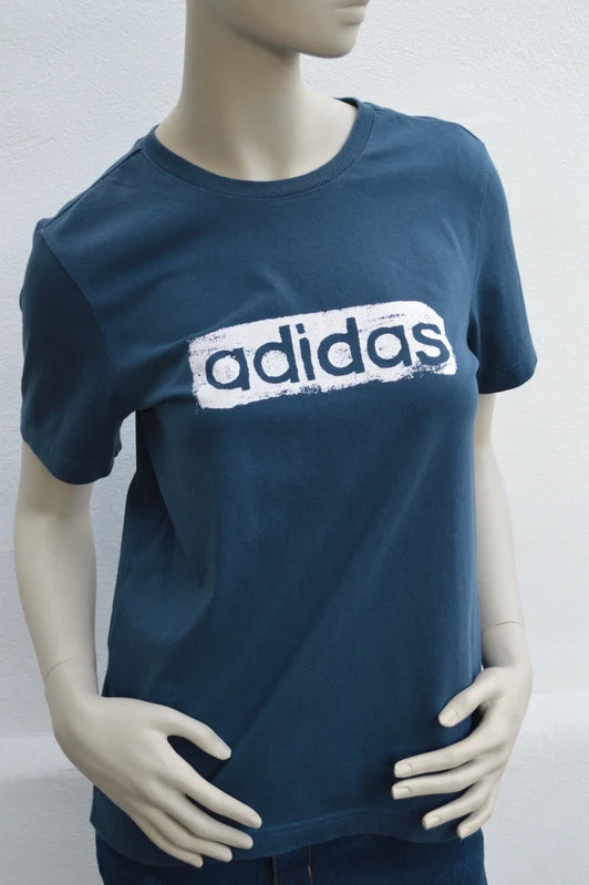 adidas Damen/Girls Brushstroke Logo T-Shirt in Graublau – Gr. XS/S