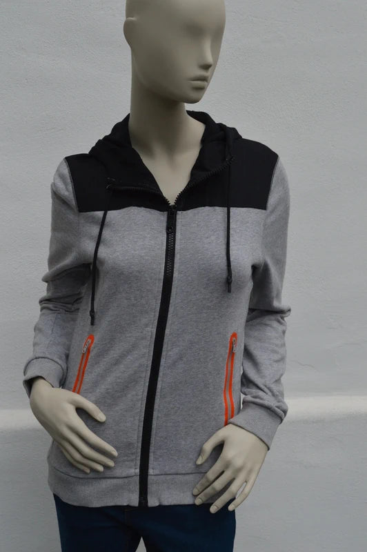adidas Neo Damen Colorblock Sweatjacke in GrauSchwarz – Gr. S