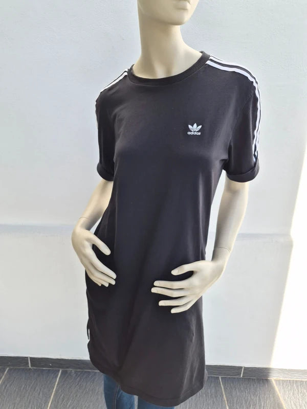 adidas Originals Damen 3-Stripes Tee Dress in Schwarz – Gr. M (D 38)